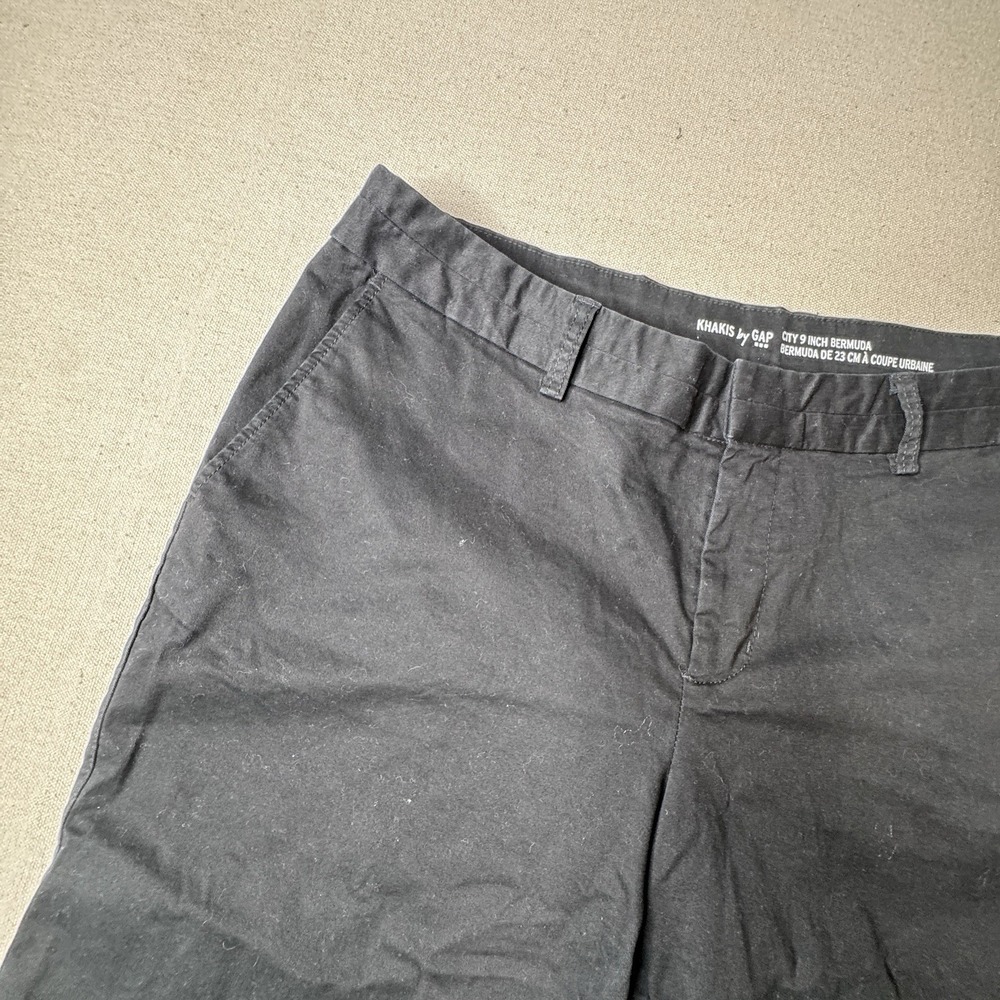 Khakis By Gap Women's The City 9 Inch Bermuda Shorts Black Size 16 Cotton